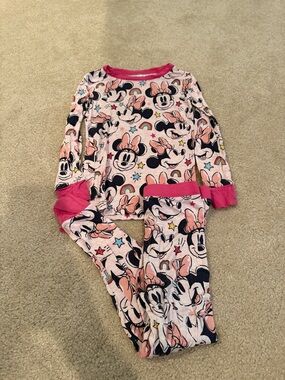 Little Sleepies Pink Minnie Mouse Pajama Set with Hot Pink Accents
